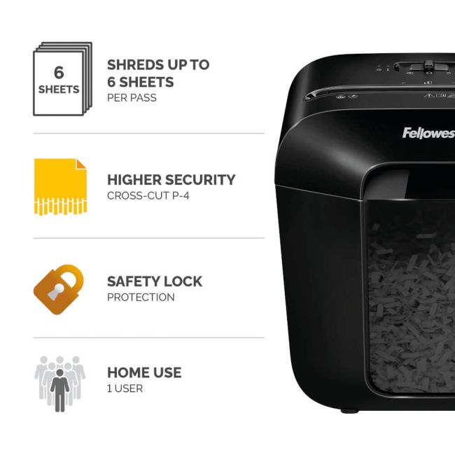 Fellowes Powershred LX25 Cross-Cut P-4 Shredder Black 4171101 image 2