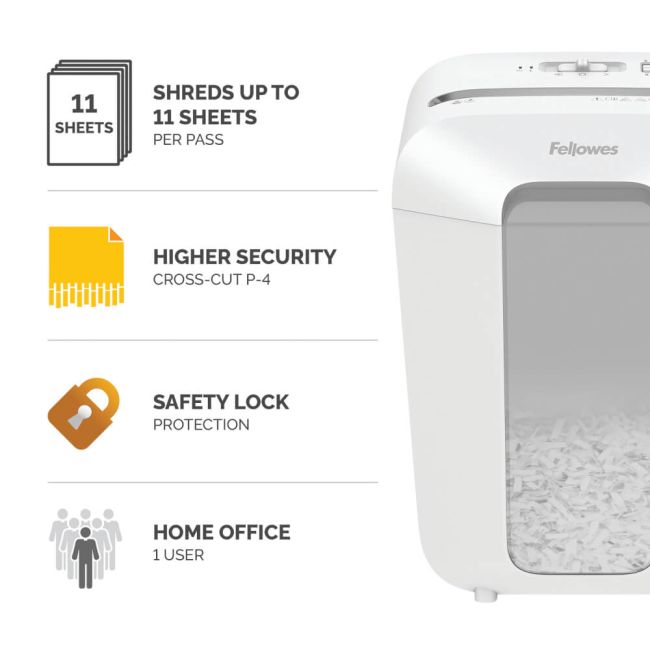 Fellowes Powershred LX70 Cross-Cut Shredder White 100017469 image 2
