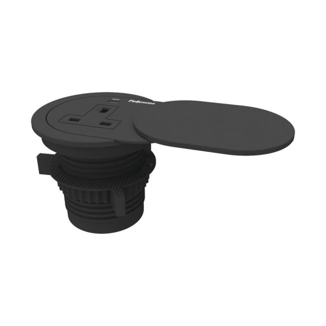 Fellowes Power Spot Type G UK/IE 1 Socket and 1 USB C Port Black 100136977 image 1