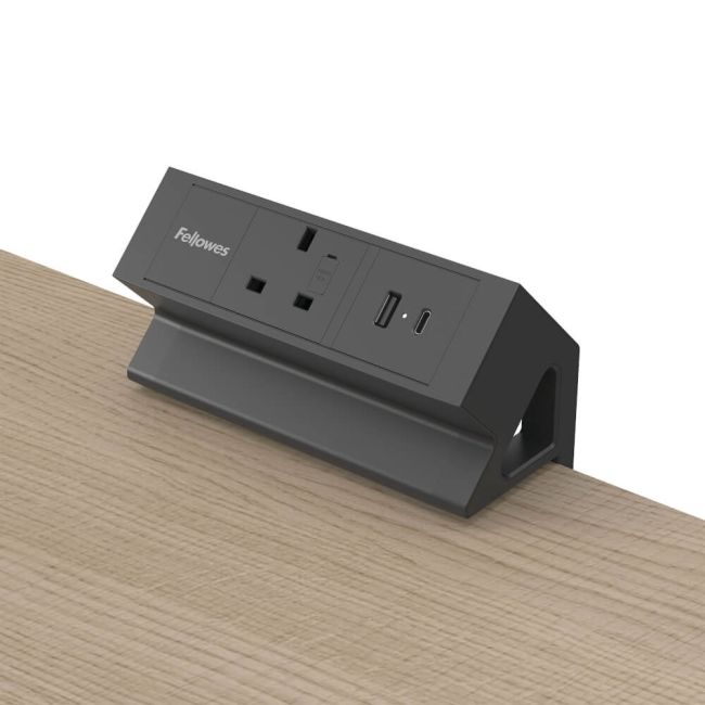 Fellowes Power Desk Type G UK/IE 1 Socket 1 USB-A + 1 USB-C Port Black 100136980 image 5
