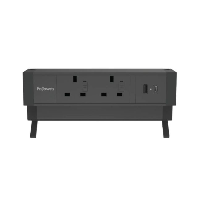 Fellowes Power Desk 2 Type G UK/IE 2 Sockets 1 USB-A + 1 USB-C Port Black 100136987 image 4