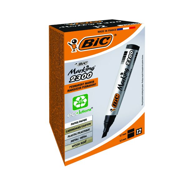 Bic 2300 Chisel Perm Marker Blk Pk12 image