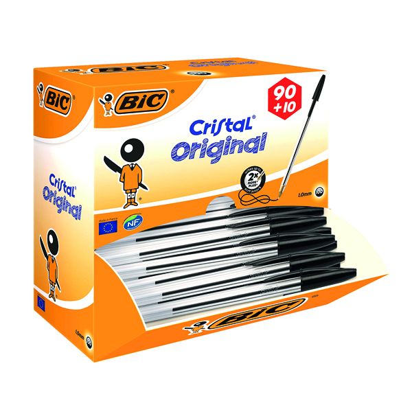 Bic Cristal Bpoint Med Blk Pk100 image