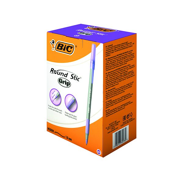 Bic Round Stic Grip Purp 920412 Pk40 image