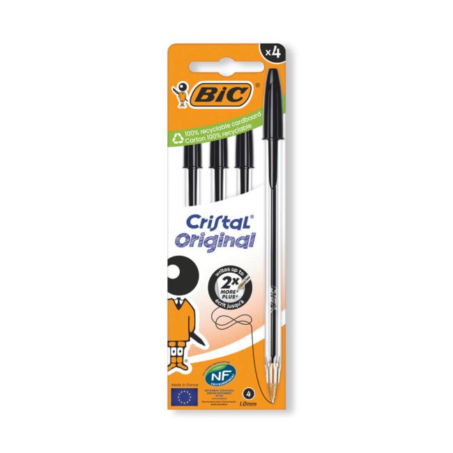 Bic Cristal Ballpoint Pen Medium Black (Pack of 4) 516335 image 1