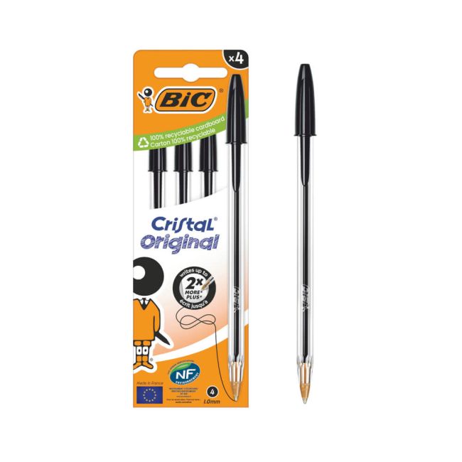 Bic Cristal Ballpoint Pen Medium Black (Pack of 4) 516335 image 3