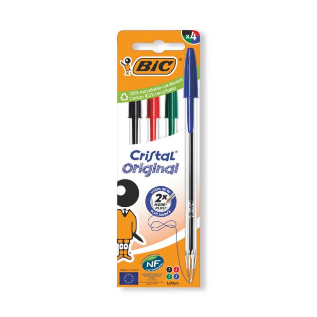 Bic Cristal Ballpoint Pen Medium Assorted (Pack of 4) 516834 image 1