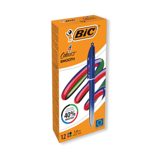 Bic 4 Colours Pro Ballpoint Pen Blue Barrel Medium (Pack of 12) 524091 image 1