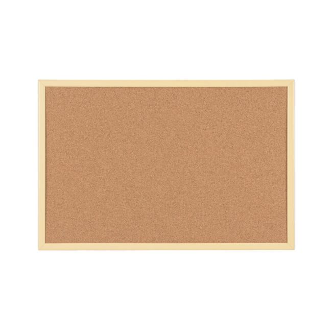 Bi-Office Pastel Cork Noticeboard Yellow Frame 600x400mm MC030011961 image 1