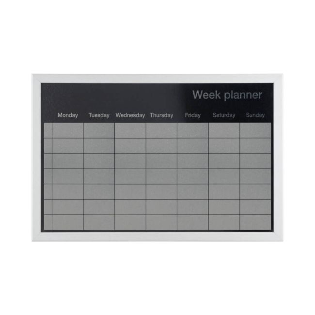 Bi-Office Magnetic Weekly Silver Finish Planner Grey Frame 60x40cm mm03108529 image 1