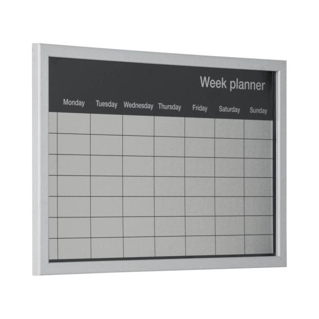 Bi-Office Magnetic Weekly Silver Finish Planner Grey Frame 60x40cm mm03108529 image 2