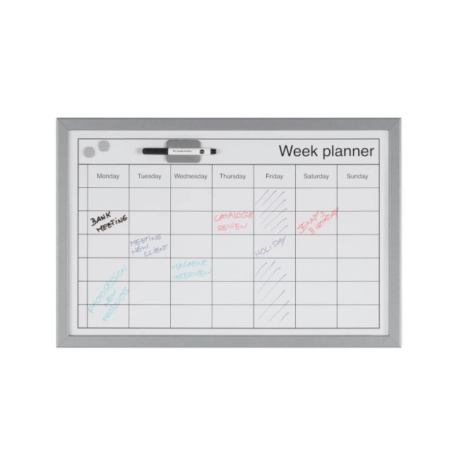 Bi-Office Magnetic Weekly Planner Whiteboard Grey Frame 60x40cm mm03000839 image 4