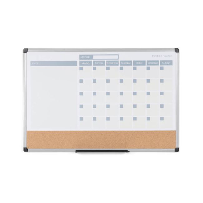 Bi-Office Maya 3-In-1 Magnetic Month Planner Lacquered Steel/Cork 90x60cm MB0707186P image 1