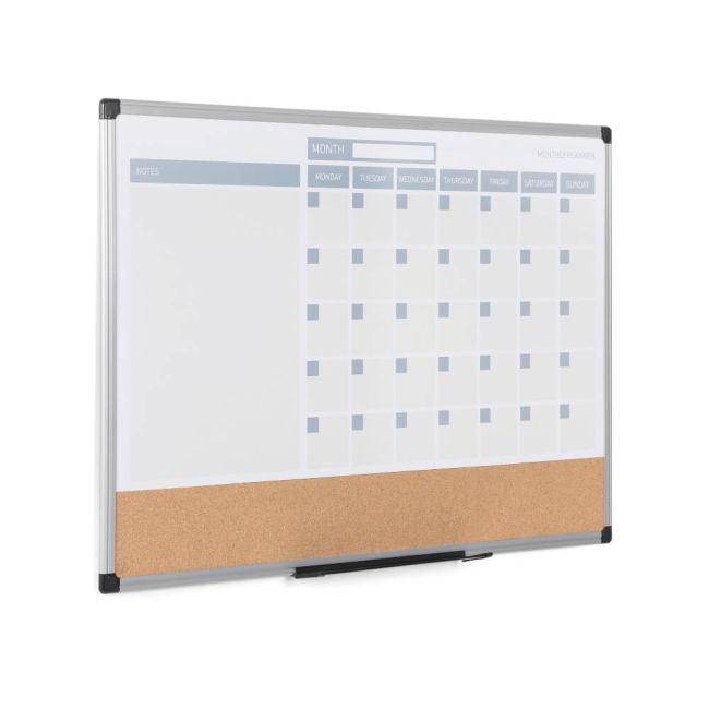 Bi-Office Maya 3-In-1 Magnetic Month Planner Lacquered Steel/Cork 90x60cm MB0707186P image 2