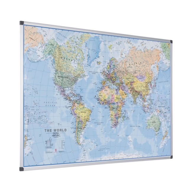 Bi-Office Maya Magnetic World Map Board 120x90cm MAP0100802 image 2
