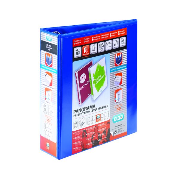 Elba Panorama Lever Arch A4 Blu Pk5 image