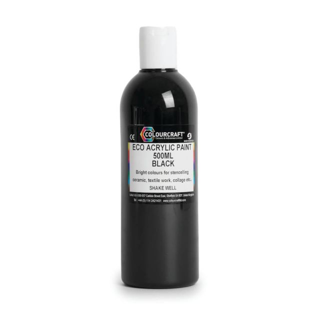 Colourcraft Acrylic Paint 500ml Black AR02890 image 4