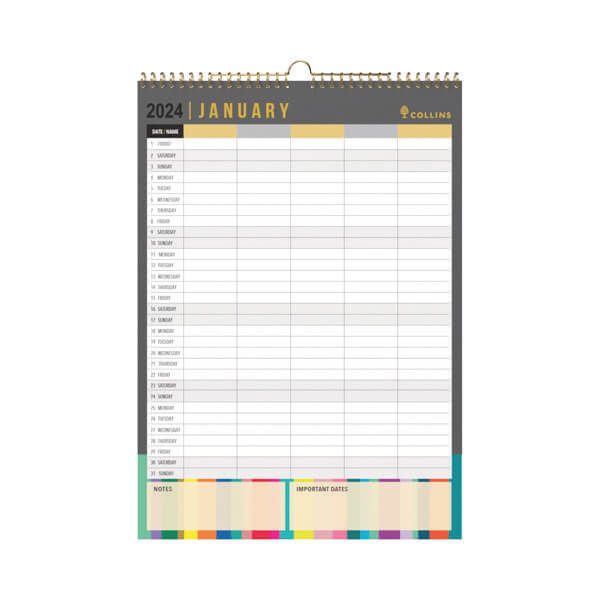 Collins Edge Wall Calendar A3 MTV 24 image