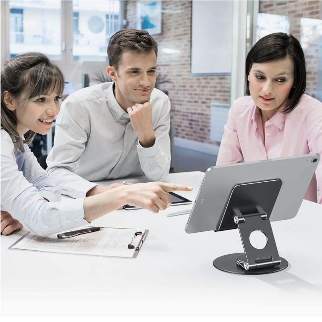 Contour Ergonomics Rotating Hinged Tilting And Rotating Tablet/Phone Stand 4-13 Inches Blk CE10140 image 2