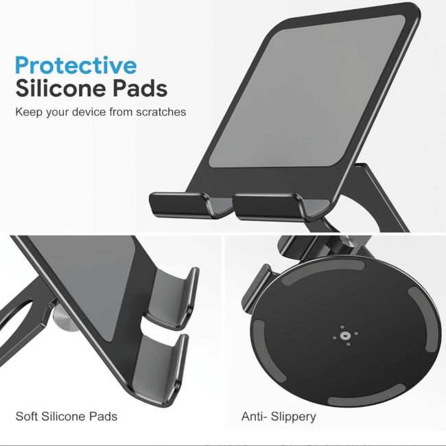 Contour Ergonomics Rotating Hinged Tilting And Rotating Tablet/Phone Stand 4-13 Inches Blk CE10140 image 7