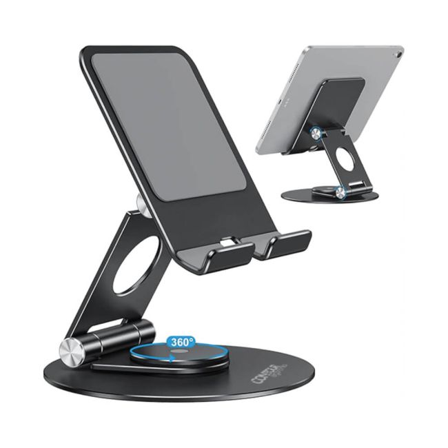 Contour Ergonomics Rotating Hinged Tilting And Rotating Tablet/Phone Stand 4-13 Inches Blk CE10140 image 8