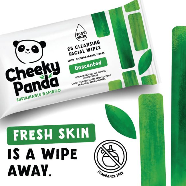 Cheeky Panda Bamboo Facial Cleansing Wipes 25 Wipes Unscented (Pack of 6) FACEWUNSMUL6-GBR image 3