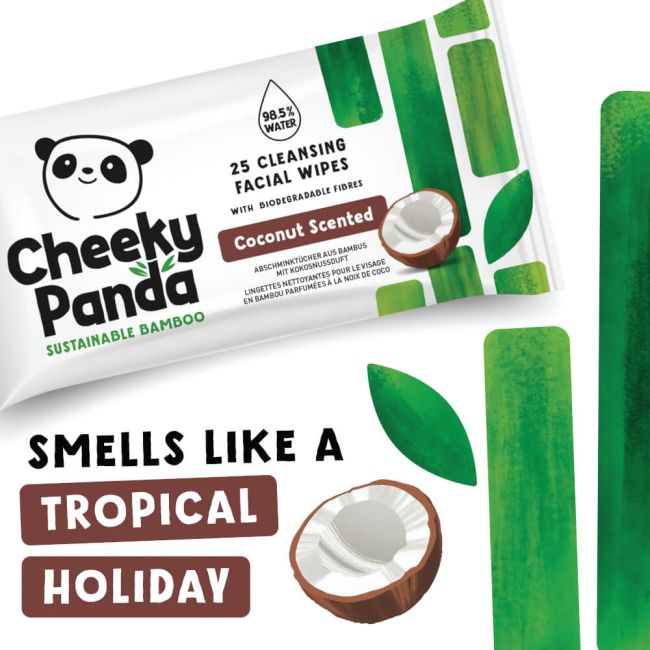 Cheeky Panda Bamboo Facial Cleansing Wipes 25 Wipes Coconut (Pack of 6) FACEWCCNMUL6-GBR image 3