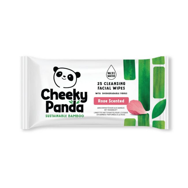 Cheeky Panda Bamboo Facial Cleansing Wipes 25 Wipes Rose (Pack of 6) FACEWROSMUL6-GBR image 1