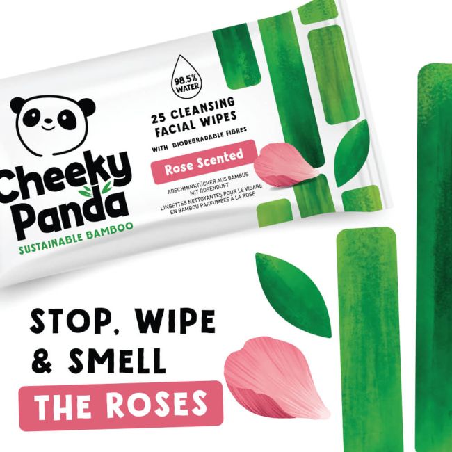 Cheeky Panda Bamboo Facial Cleansing Wipes 25 Wipes Rose (Pack of 6) FACEWROSMUL6-GBR image 3