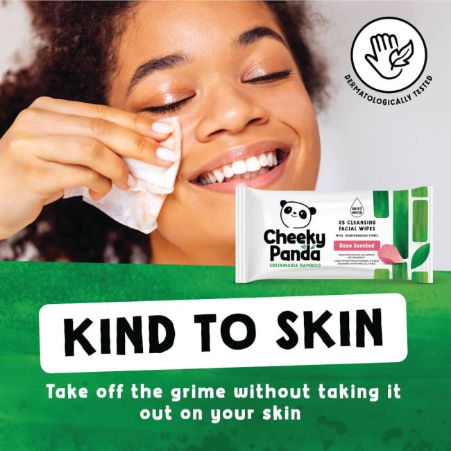 Cheeky Panda Bamboo Facial Cleansing Wipes 25 Wipes Rose (Pack of 6) FACEWROSMUL6-GBR image 4