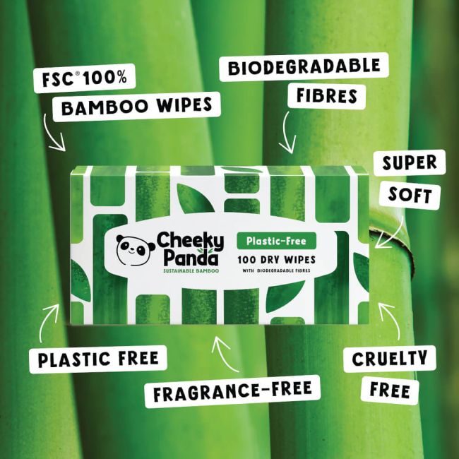 Cheeky Panda Biodegradable Bamboo Dry Wipes 100 Wipes (Pack of 6) DRYWX6 image 3