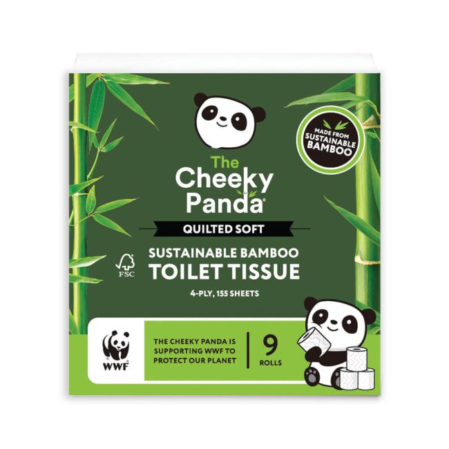 Cheeky Panda Sustainable Bamboo Quilted Toilet Tissue 4-Ply 155 Sheets Per Roll x9 (Pack of 5) QUILT image 1