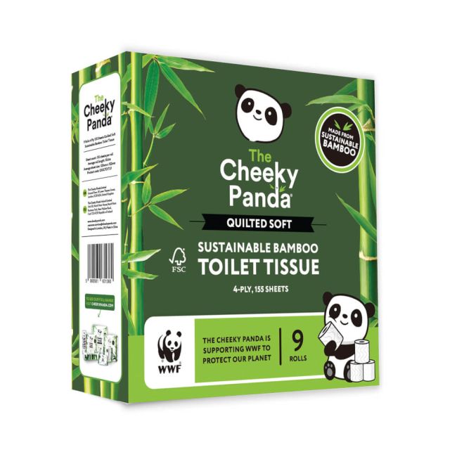 Cheeky Panda Sustainable Bamboo Quilted Toilet Tissue 4-Ply 155 Sheets Per Roll x9 (Pack of 5) QUILT image 2