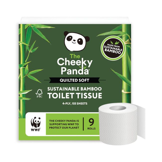 Cheeky Panda Sustainable Bamboo Quilted Toilet Tissue 4-Ply 155 Sheets Per Roll x9 (Pack of 5) QUILT image 3