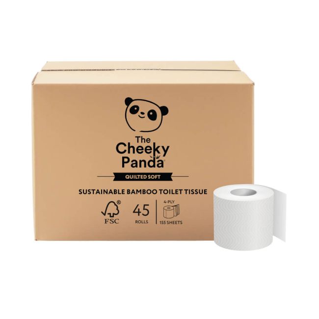 Cheeky Panda Sustainable Bamboo Quilted Toilet Tissue 4-Ply 155 Sheets Per Roll x9 (Pack of 5) QUILT image 4