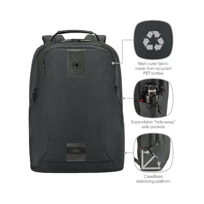 Wenger MX ECO Professional 16 Inch Laptop Backpack with Tablet Pocket Black 612261 image 3