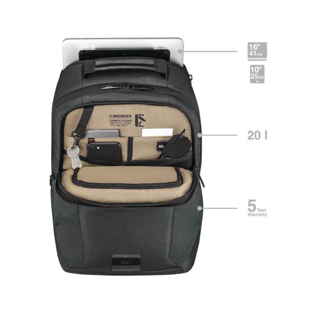 Wenger MX ECO Professional 16 Inch Laptop Backpack with Tablet Pocket Black 612261 image 5