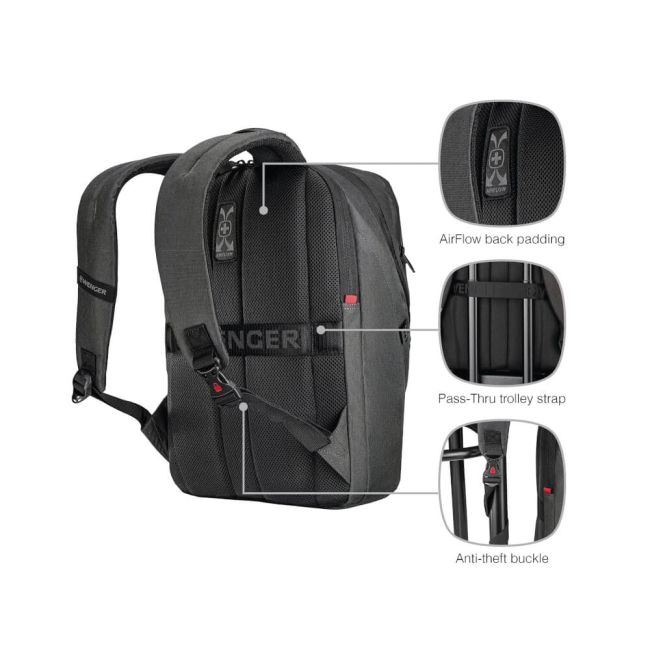 Wenger MX ECO Light 16 Inch Laptop Backpack with Tablet Pocket Black 612262 image 2