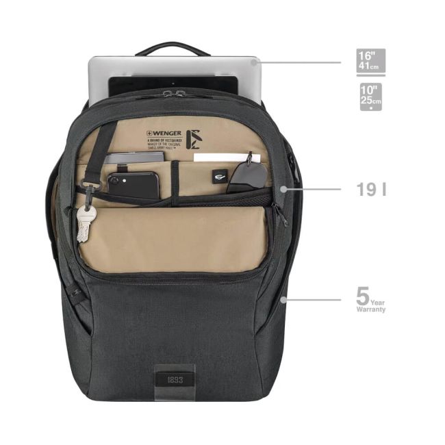 Wenger MX ECO Light 16 Inch Laptop Backpack with Tablet Pocket Black 612262 image 4