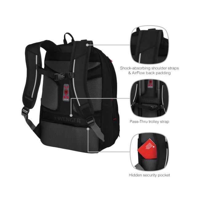 Wenger Carbon Pro Business Backpack with 15.6 Inch Laptop Sleeve and Tablet Pocket Black 653129 image 3