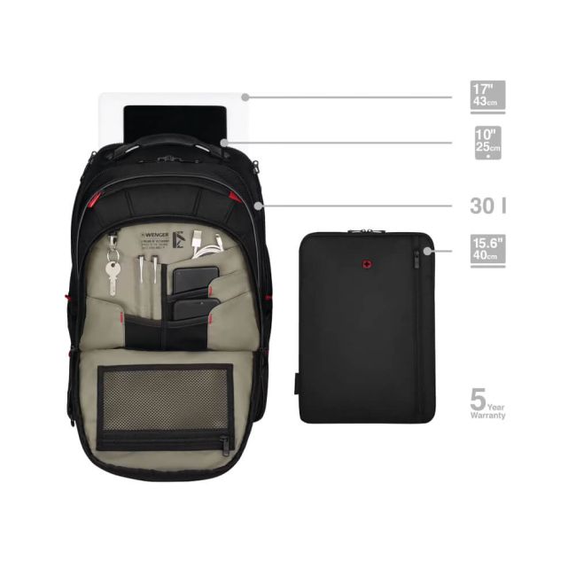 Wenger Carbon Pro Business Backpack with 15.6 Inch Laptop Sleeve and Tablet Pocket Black 653129 image 4