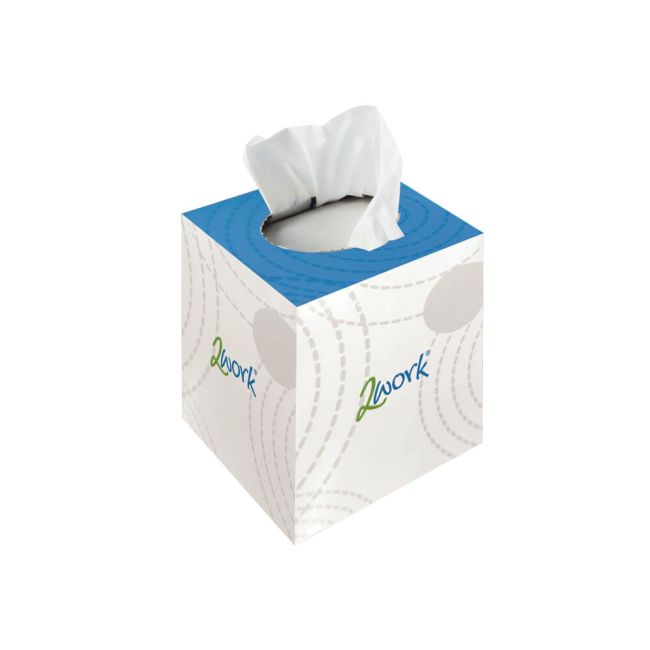 2Work Facial Tissue Cube Box 70 Sheets 2-Ply (Pack of 24) CPD13550 image 1