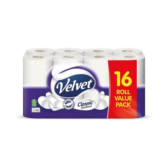 Velvet Classic Quilted Toilet Roll 3 Ply (Pack of 16) 1102202 image 1