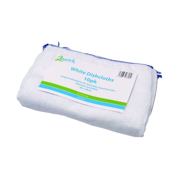 2Work White Dishcloth 300X400Mm Pk10 image