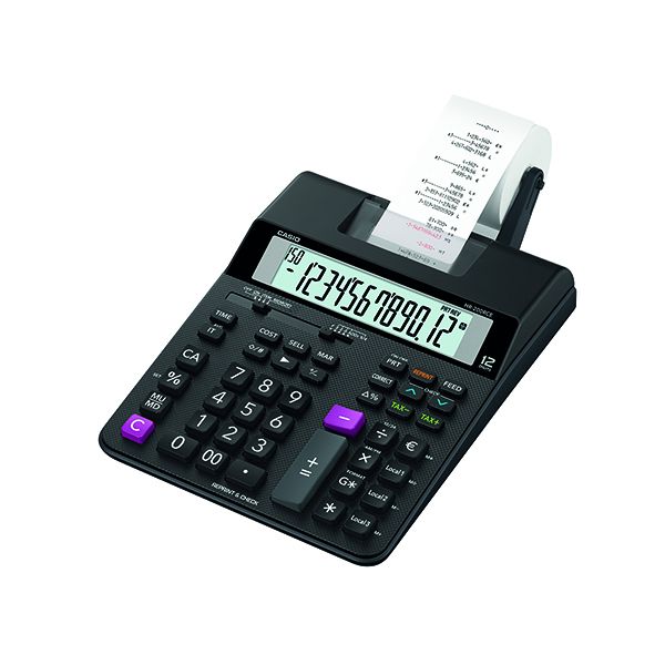 Casio HR 200RCE Printing Calculator Desktop Black HR 200RCE W EC Printer Base