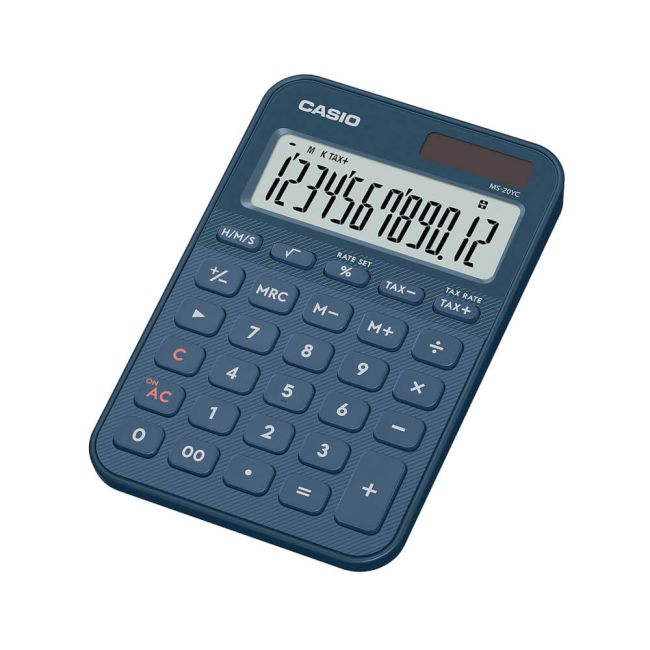 Casio MS-20YC Mini Desk Calculator Navy Blue MS-20YC-NY-W-EP image 1