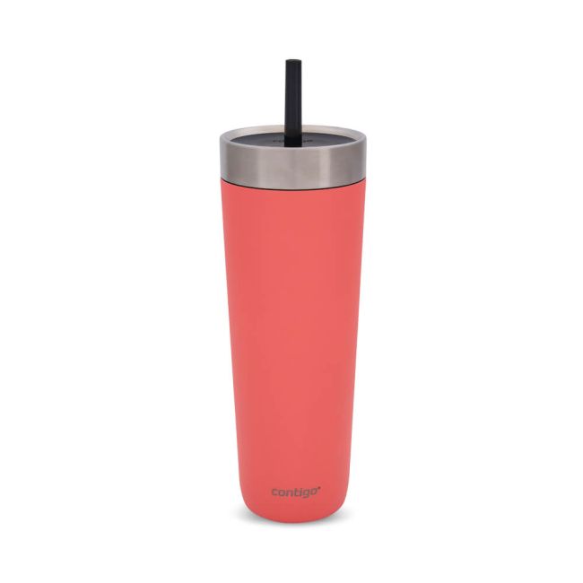 Contigo Luxe Stainless Steel Insulated Travel Tumbler/Straw 24oz Coral 2212920 image 1