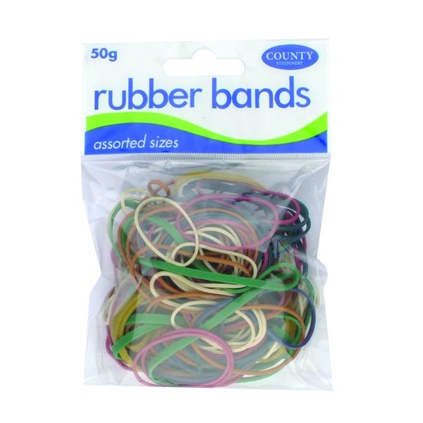 County Rubber Bands Clrd 50gm Pk12 image