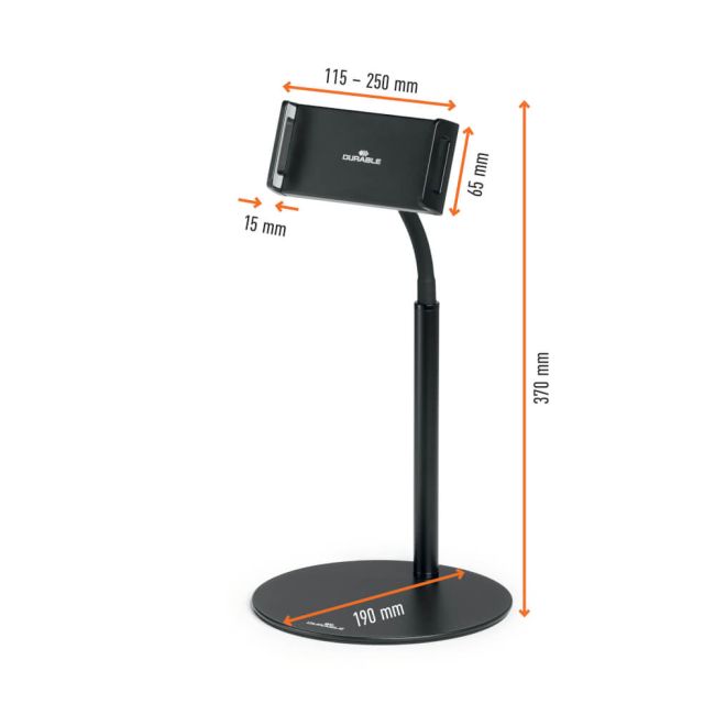 Durable TWIST 360 Gooseneck Tablet and Phone Holder iPad Desk Stand Black 894101 image 2