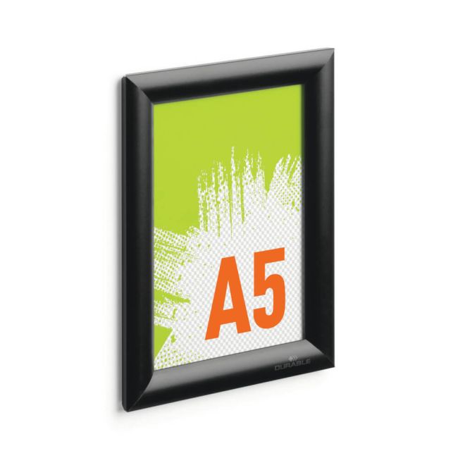 Durable Aluminium Snap Frame Notice Holder A5 Black 479501 image 3